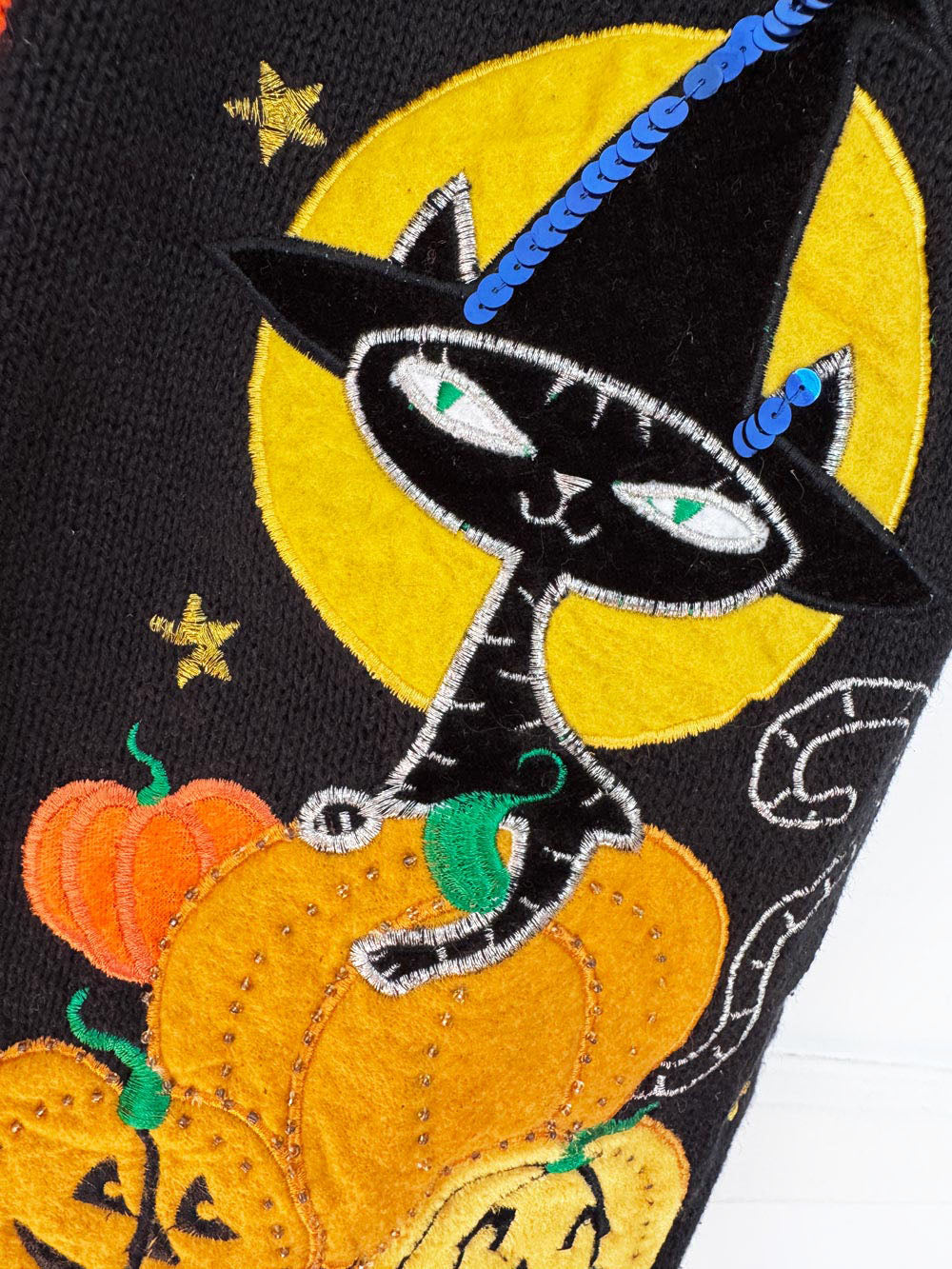 vintage 00s holiday editions halloween full zip knit vest | ramie-blend