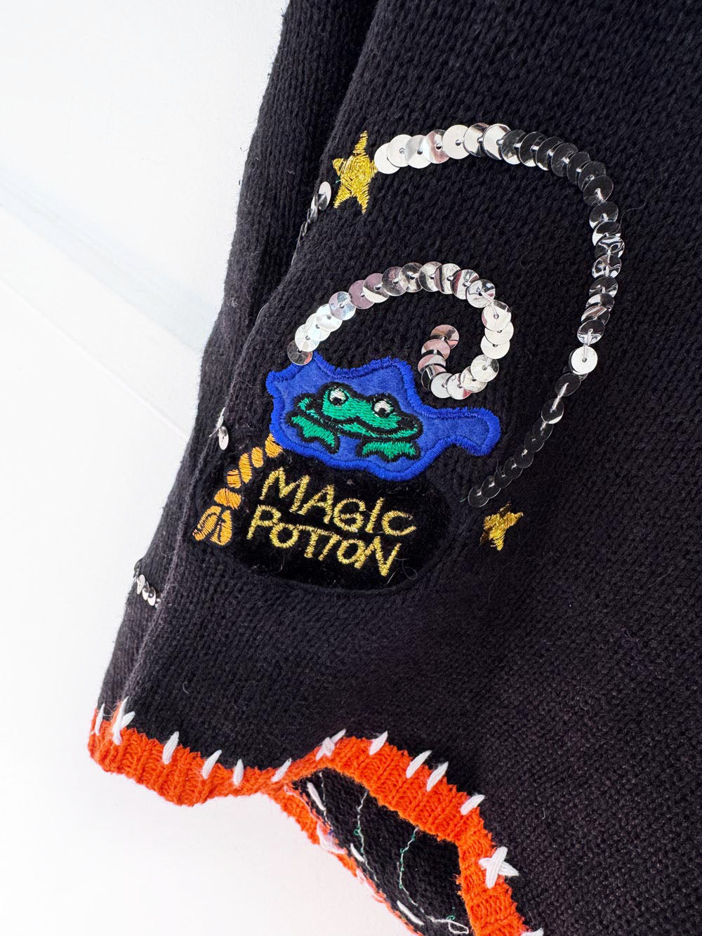 vintage 00s holiday editions halloween full zip knit vest | ramie-blend