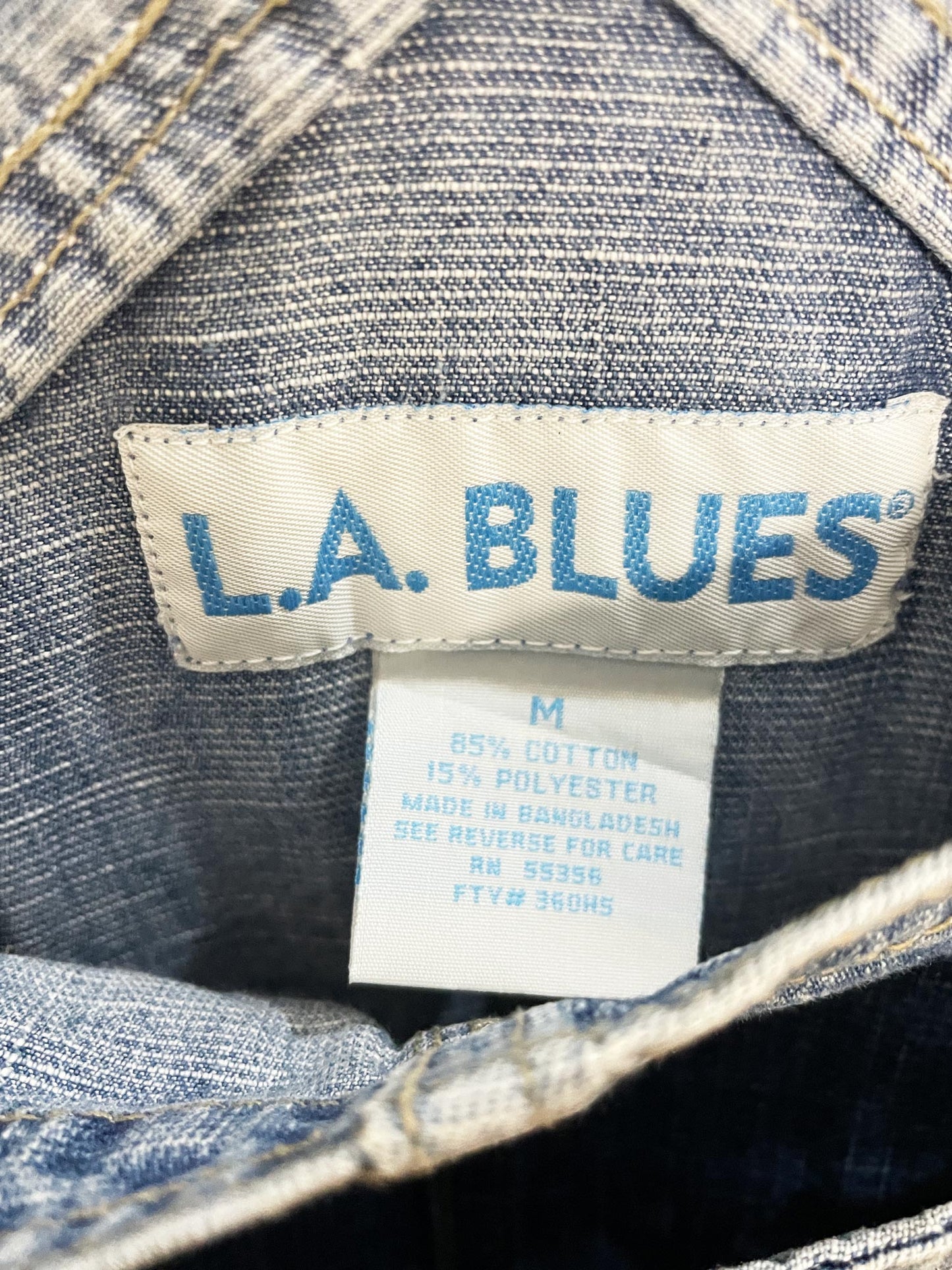 vintage la blues sun ray stitch soft denim wide leg overalls