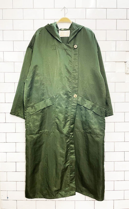 vintage 80s linda lundstrom laparka oversized hooded satin jacket - good market thrift store