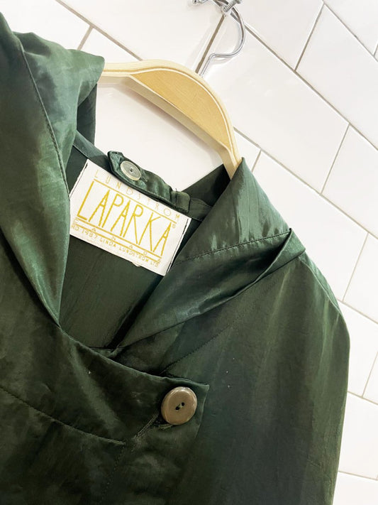 vintage 80s linda lundstrom laparka oversized hooded satin jacket - good market thrift store