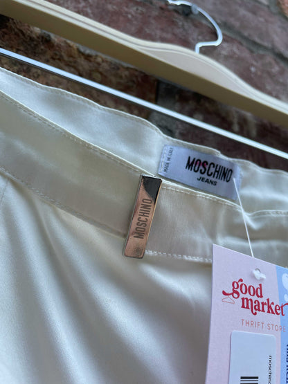 moschino white satin straight leg trouser