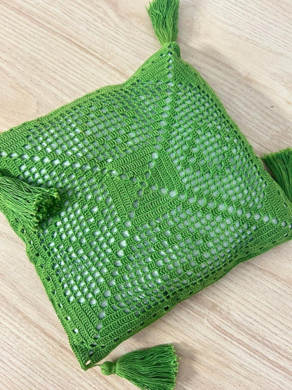 vintage boho macrame tassel throw pillow - good market thrift store