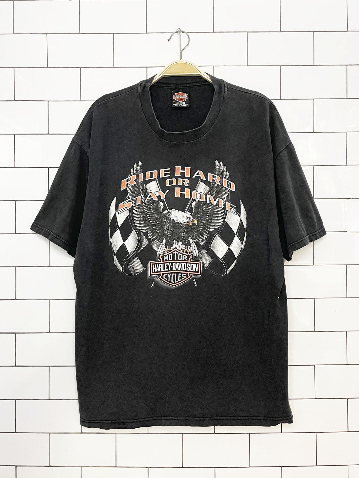 vintage 90s harley davidson ride hard or die trying eagle tee | made in USA