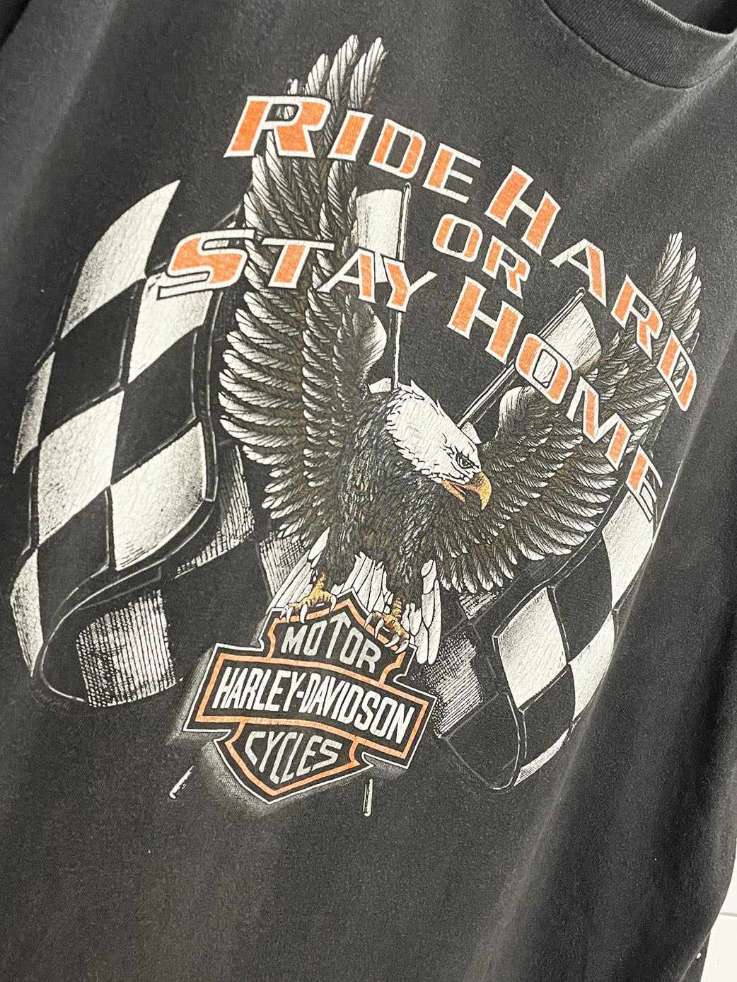 vintage 90s harley davidson ride hard or die trying eagle tee | made in USA