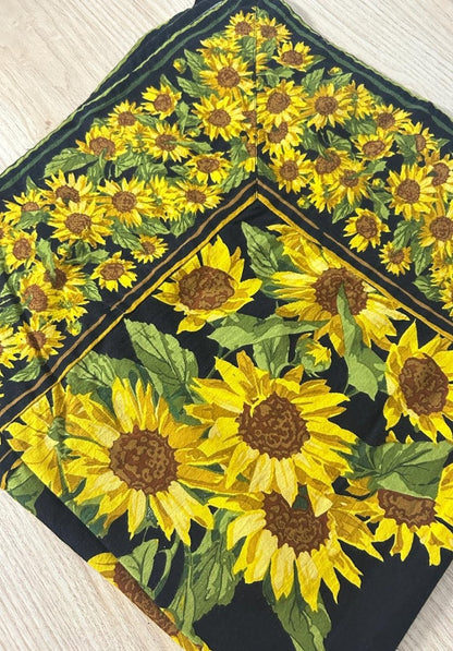 april cornell sunflower black tablecloth - good market thrift store
