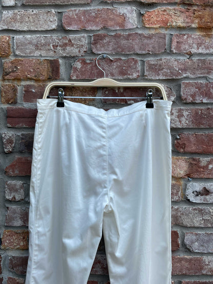 moschino white satin straight leg trouser