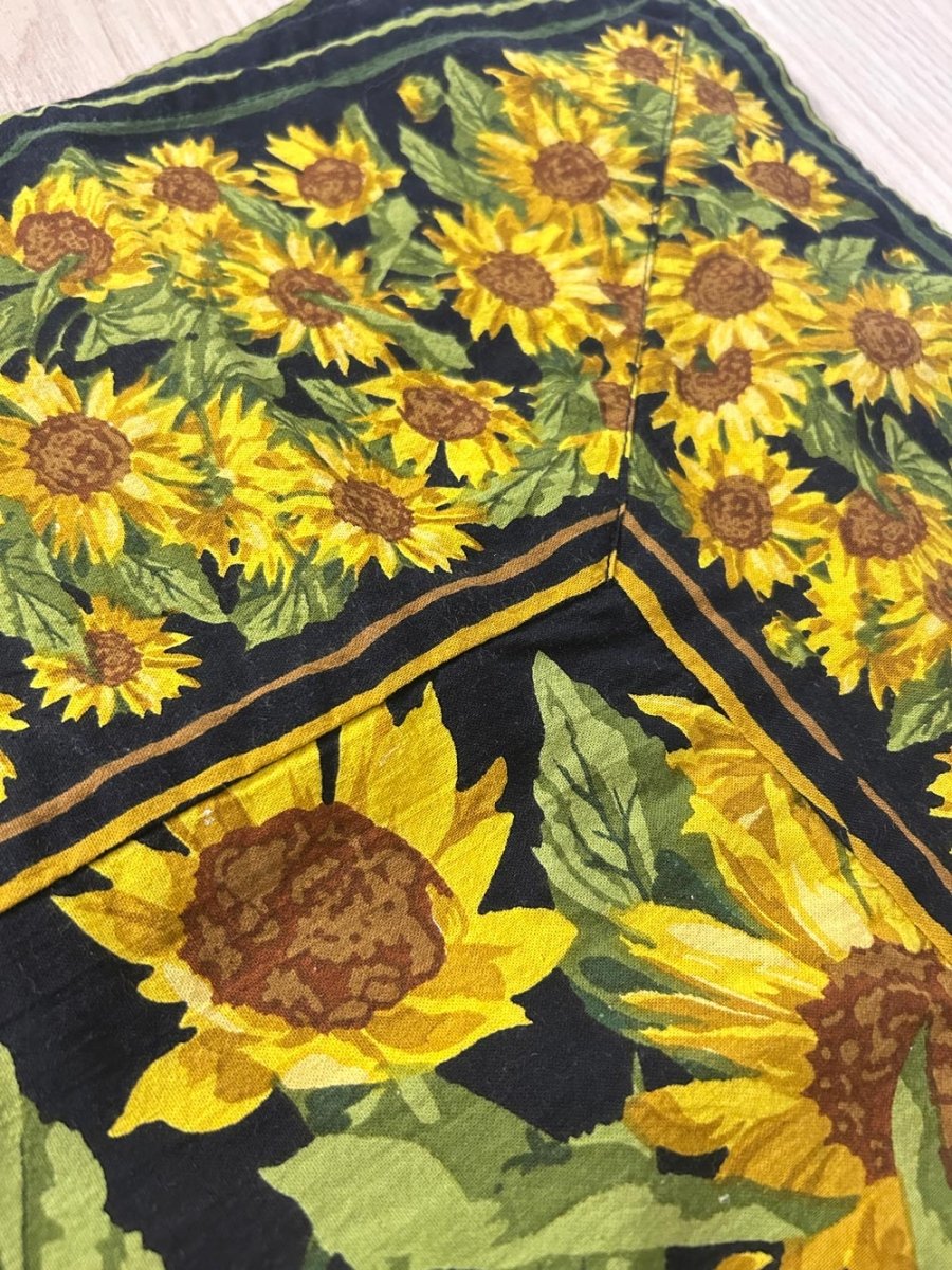 april cornell sunflower black tablecloth - good market thrift store
