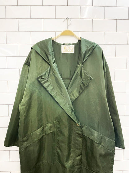 vintage 80s linda lundstrom laparka oversized hooded satin jacket - good market thrift store