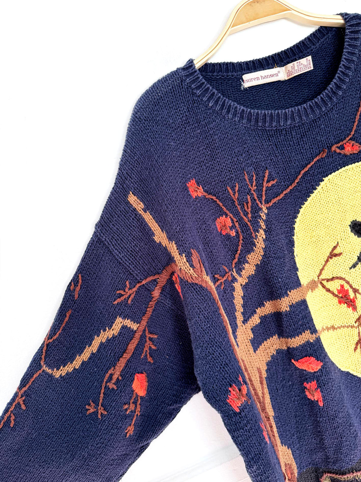 vintage lauren hansen ramie-blend wicked witch chunky knit sweater | halloween