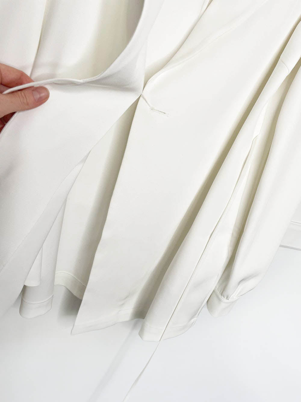 etik nor puff shoulder structured wrap mini dress | made in Sweden