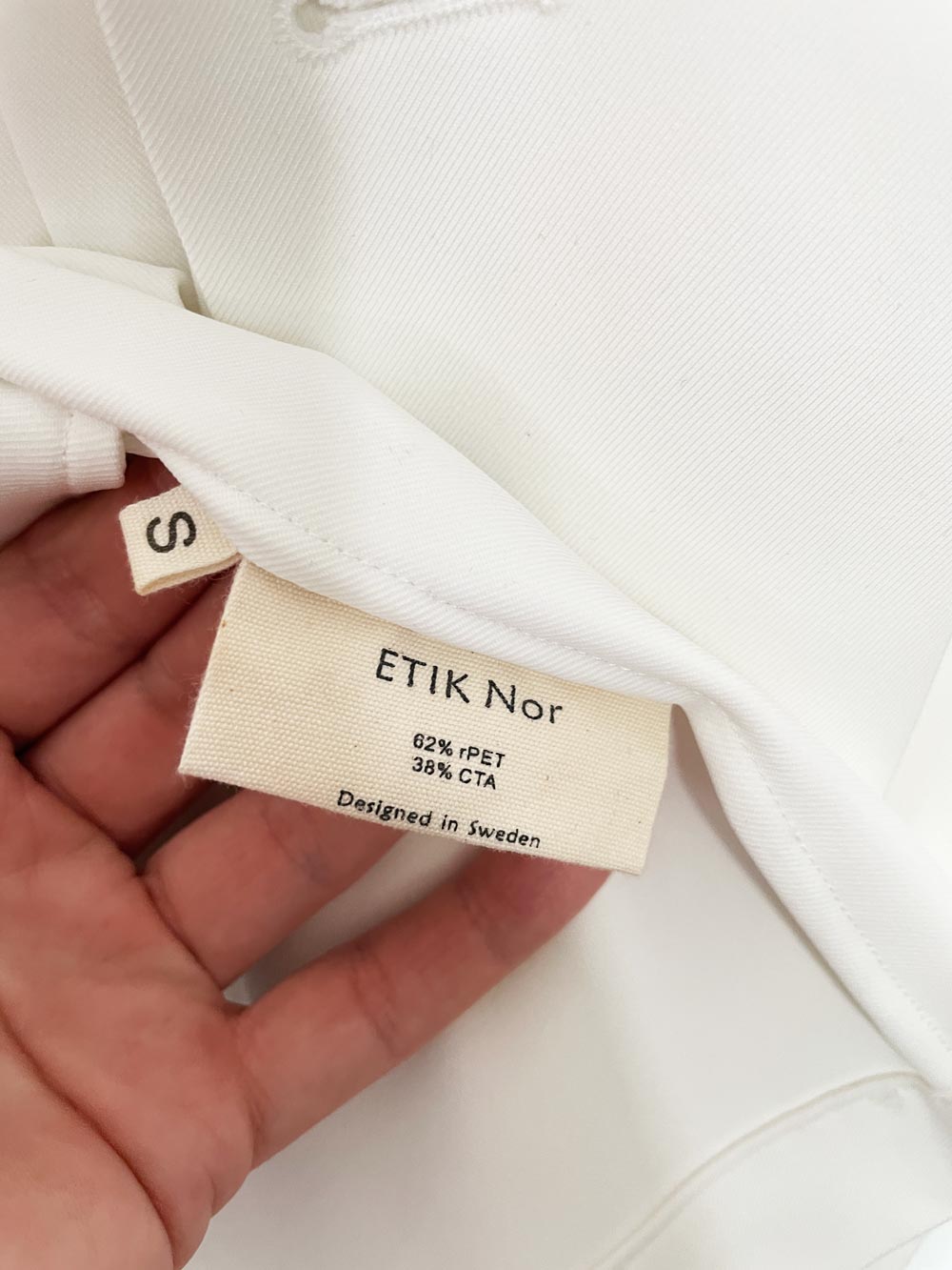 etik nor puff shoulder structured wrap mini dress | made in Sweden