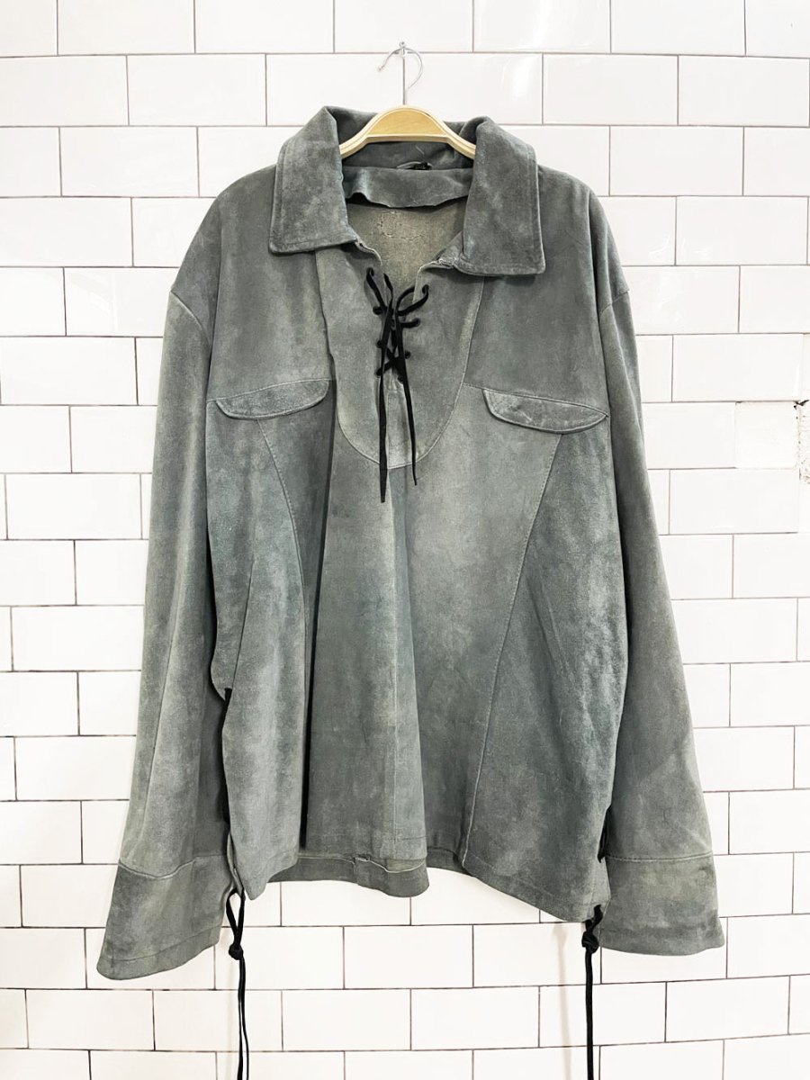 vintage handmade boho suede lace up pullover jacket | hippie - good market thrift store