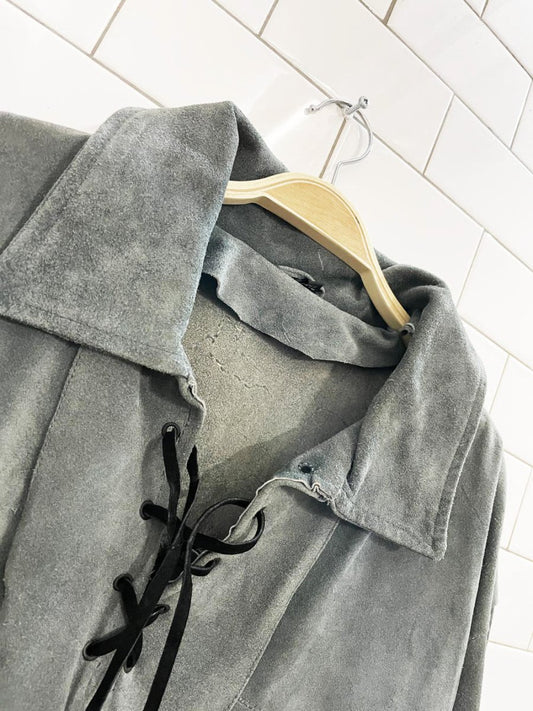 vintage handmade boho suede lace up pullover jacket | hippie - good market thrift store