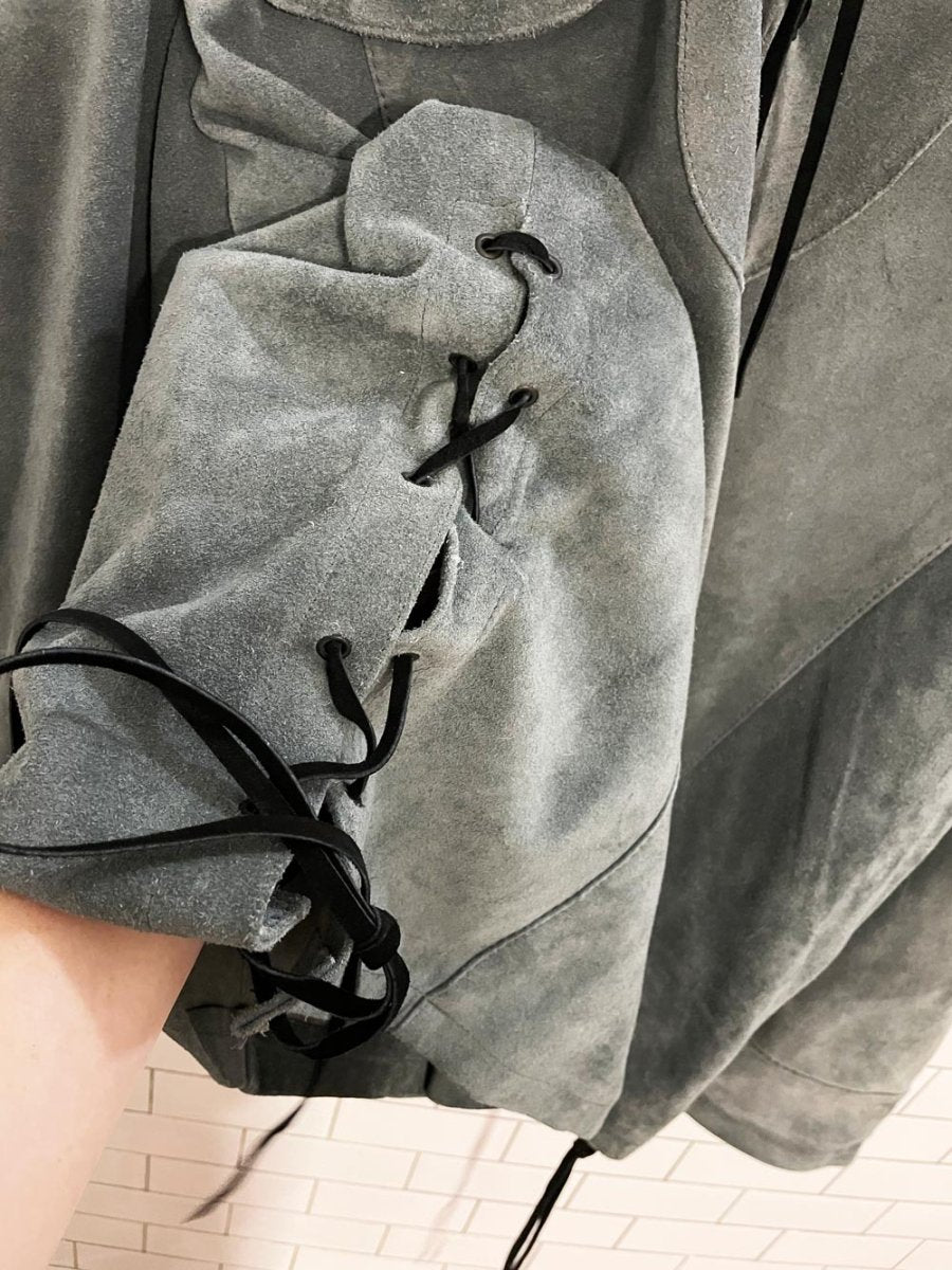 vintage handmade boho suede lace up pullover jacket | hippie - good market thrift store