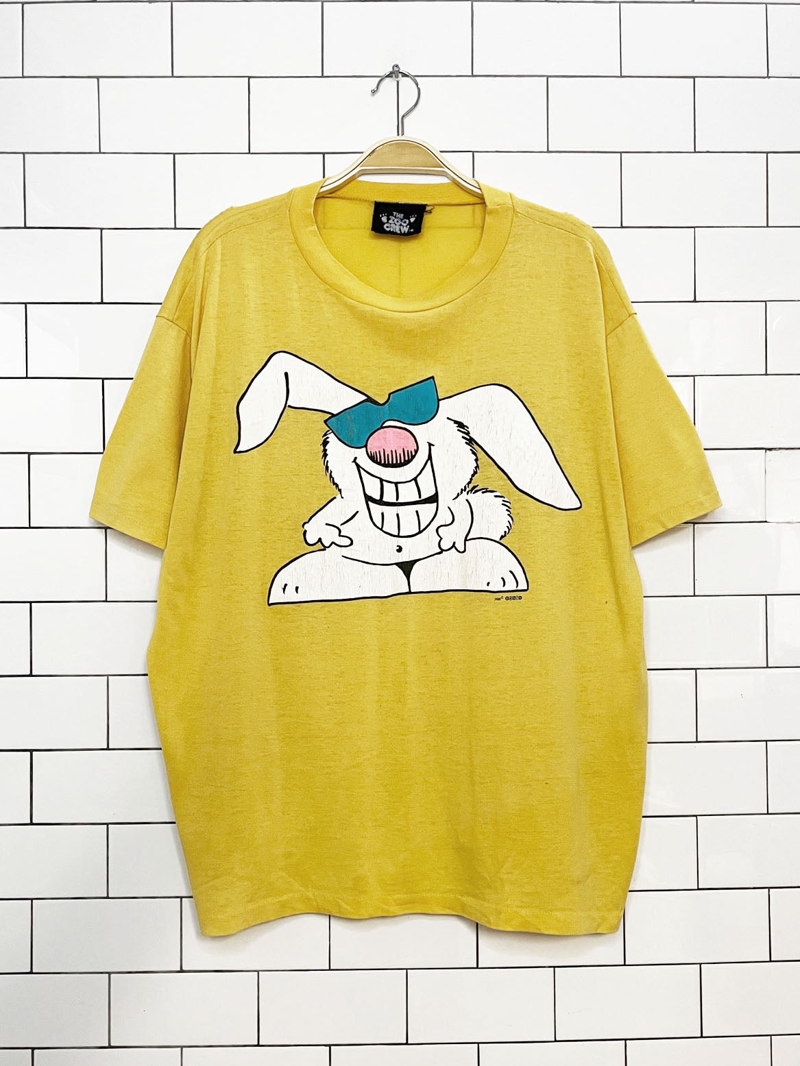 vintage 80s oasis the zoo crew bunny print tee