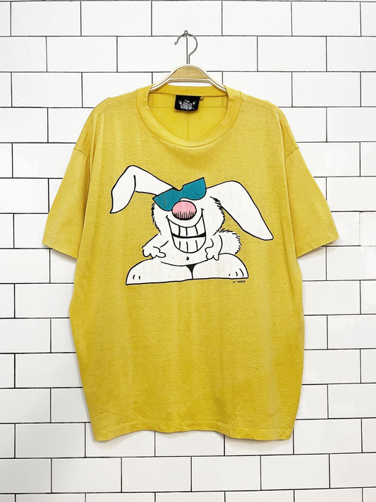 vintage 80s oasis the zoo crew bunny print tee