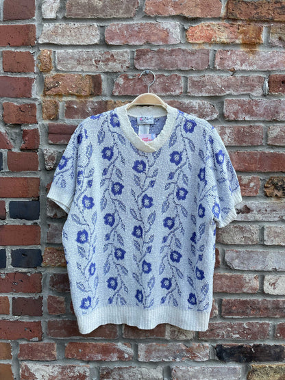 vintage d'allairds floral ss knit top