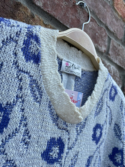 vintage d'allairds floral ss knit top