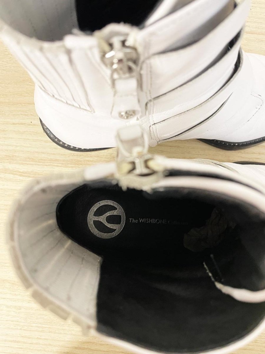 wishbone leather western buckle ankle boots - good market thrift store