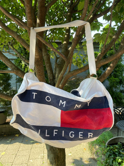 vintage 90s tommy hilfiger flag duffle bag