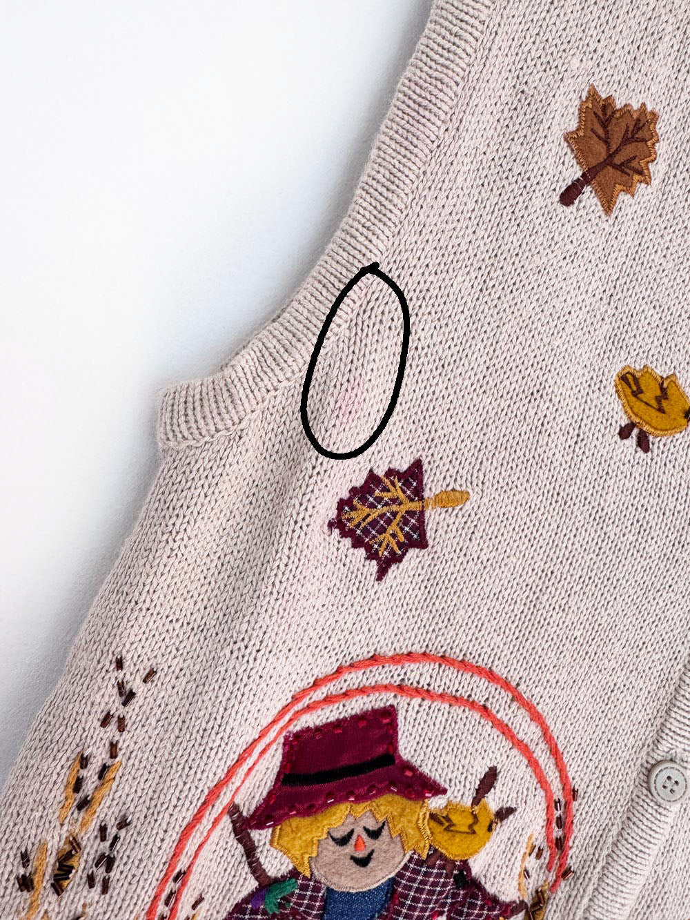 vintage one resource ramie-blend fall scarecrow knit vest | halloween