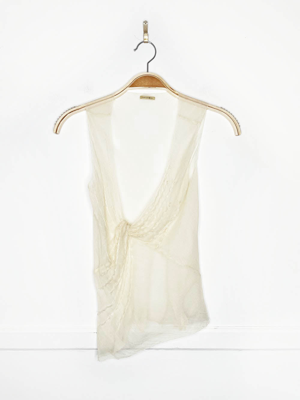 y2k max studio 100% silk chiffon beaded asymmetrical tank