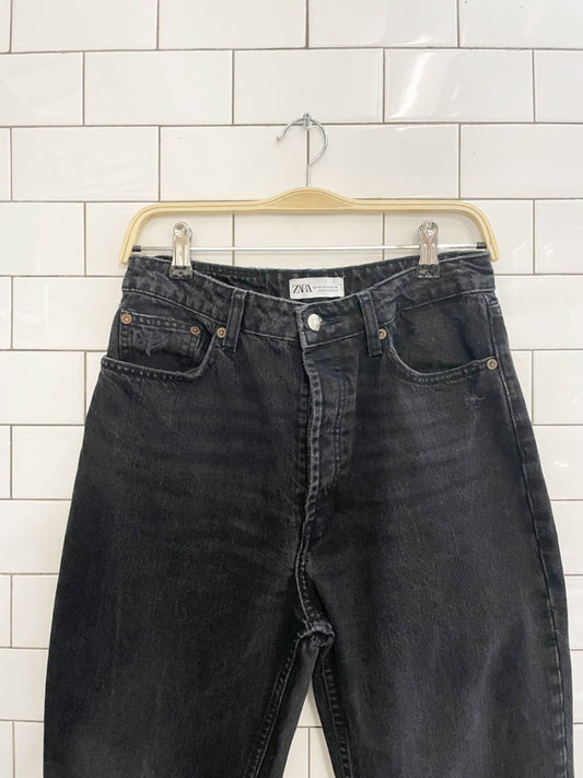 zara high rise straight leg raw hem jeans - good market thrift store