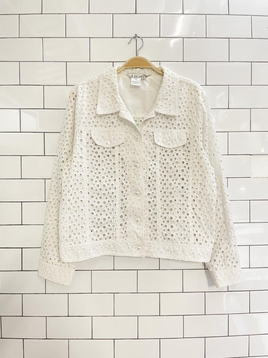 vintage 00s a la carte embroidered eyelet summer jacket - good market thrift store