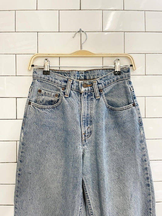 vintage 90s levis 585 baggy leg raw hem jeans - good market thrift store
