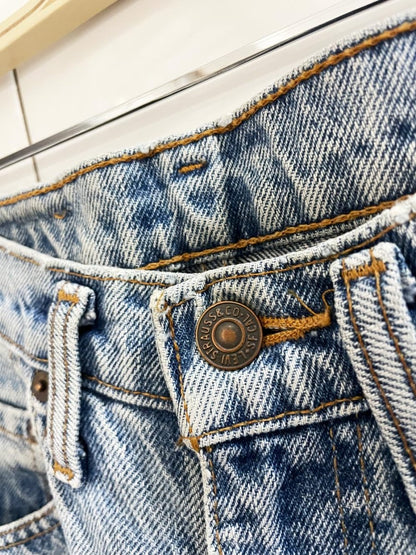 vintage 90s levis 585 baggy leg raw hem jeans - good market thrift store