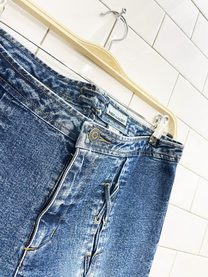 y2k request lace up stretch denim capri - good market thrift store