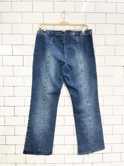 y2k request lace up stretch denim capri - good market thrift store