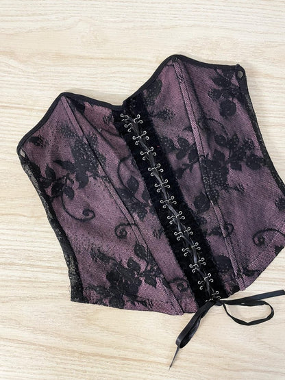 y2k costa blanca sparkle mesh lace up corset | made in USA - good market thrift store