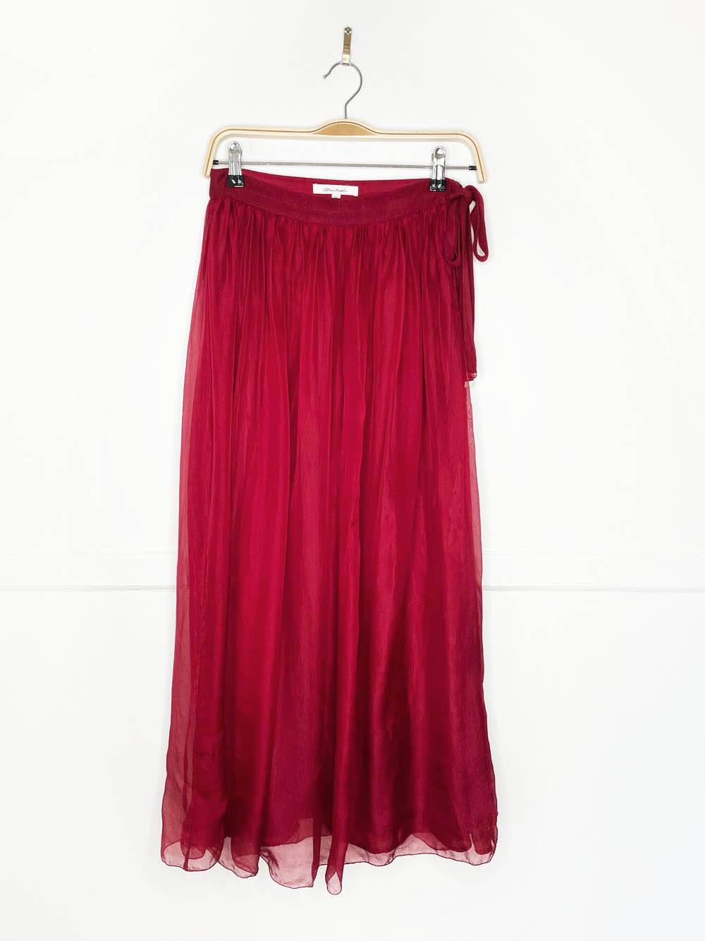 100% silk chiffon flowy midi skirt