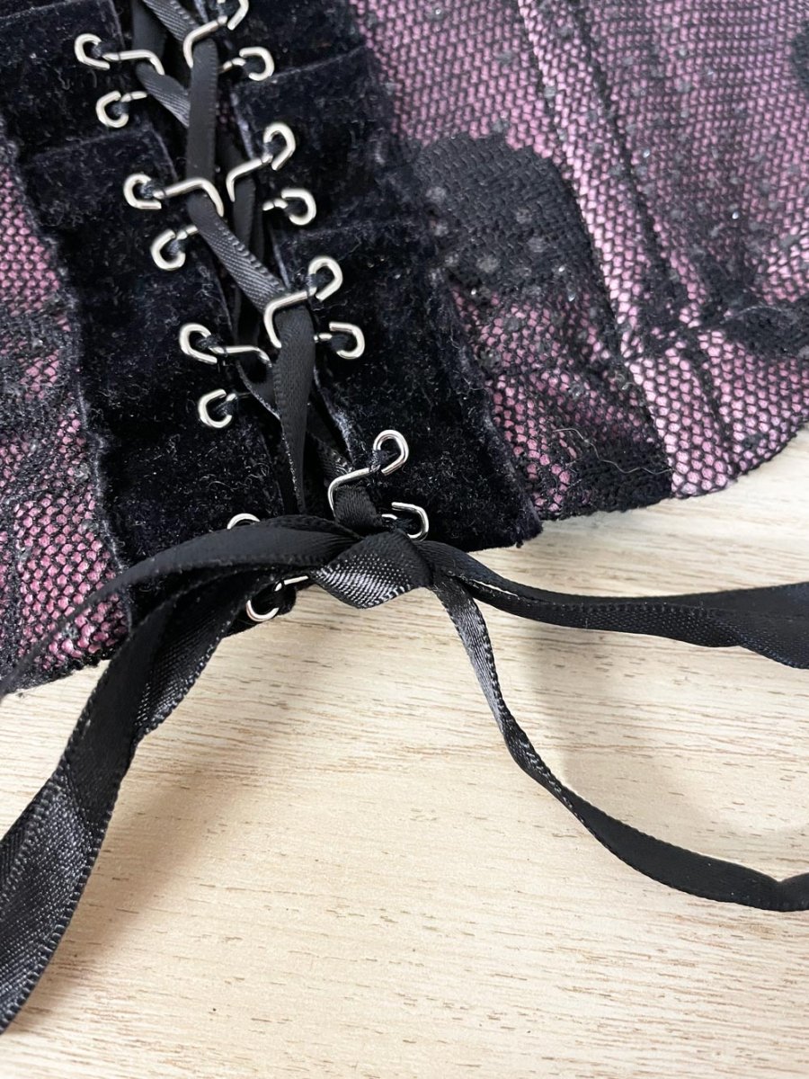 y2k costa blanca sparkle mesh lace up corset | made in USA - good market thrift store