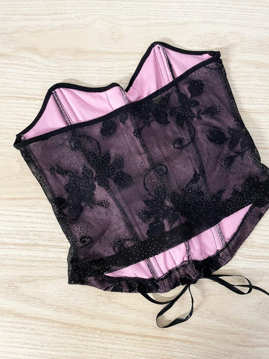 y2k costa blanca sparkle mesh lace up corset | made in USA - good market thrift store