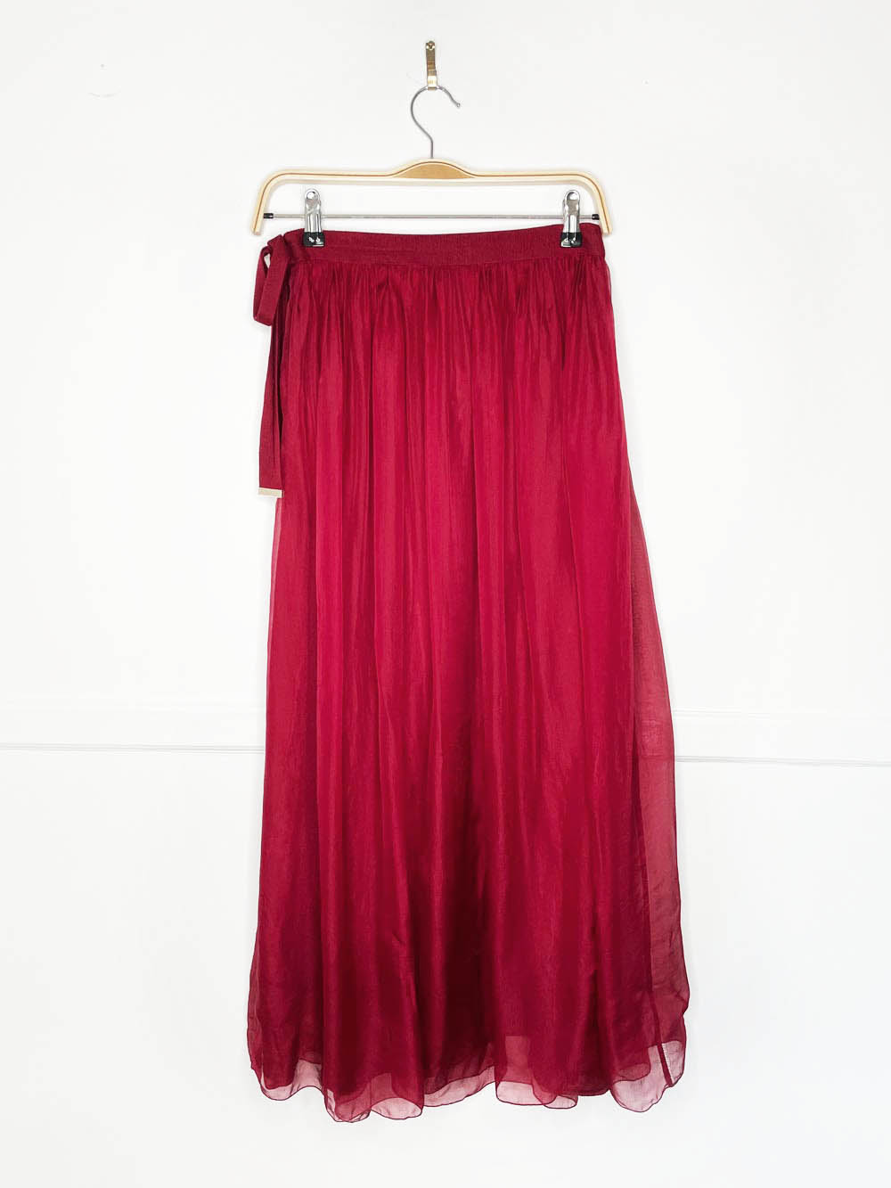 100% silk chiffon flowy midi skirt