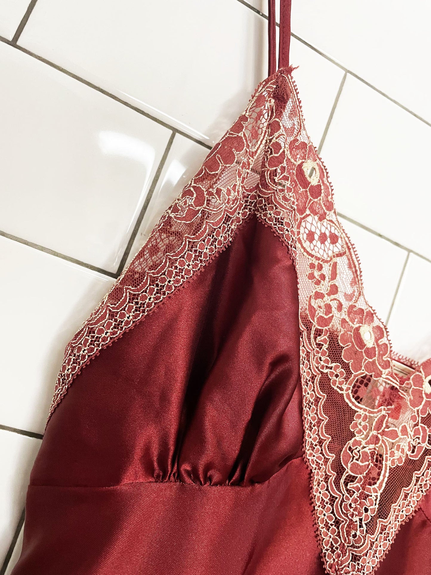 vintage st michael lace trim satin maxi slip dress