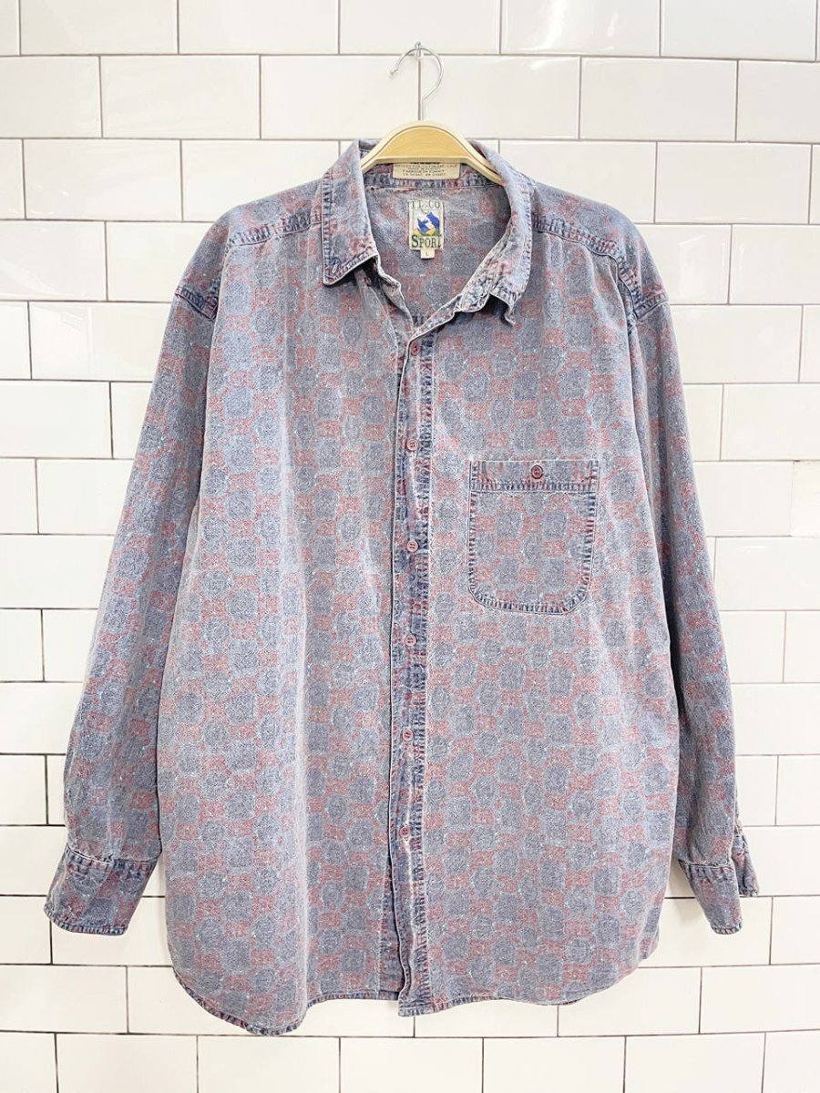 vintage 90s tt&co all - over western print shirt | made in kuwait - good market thrift store