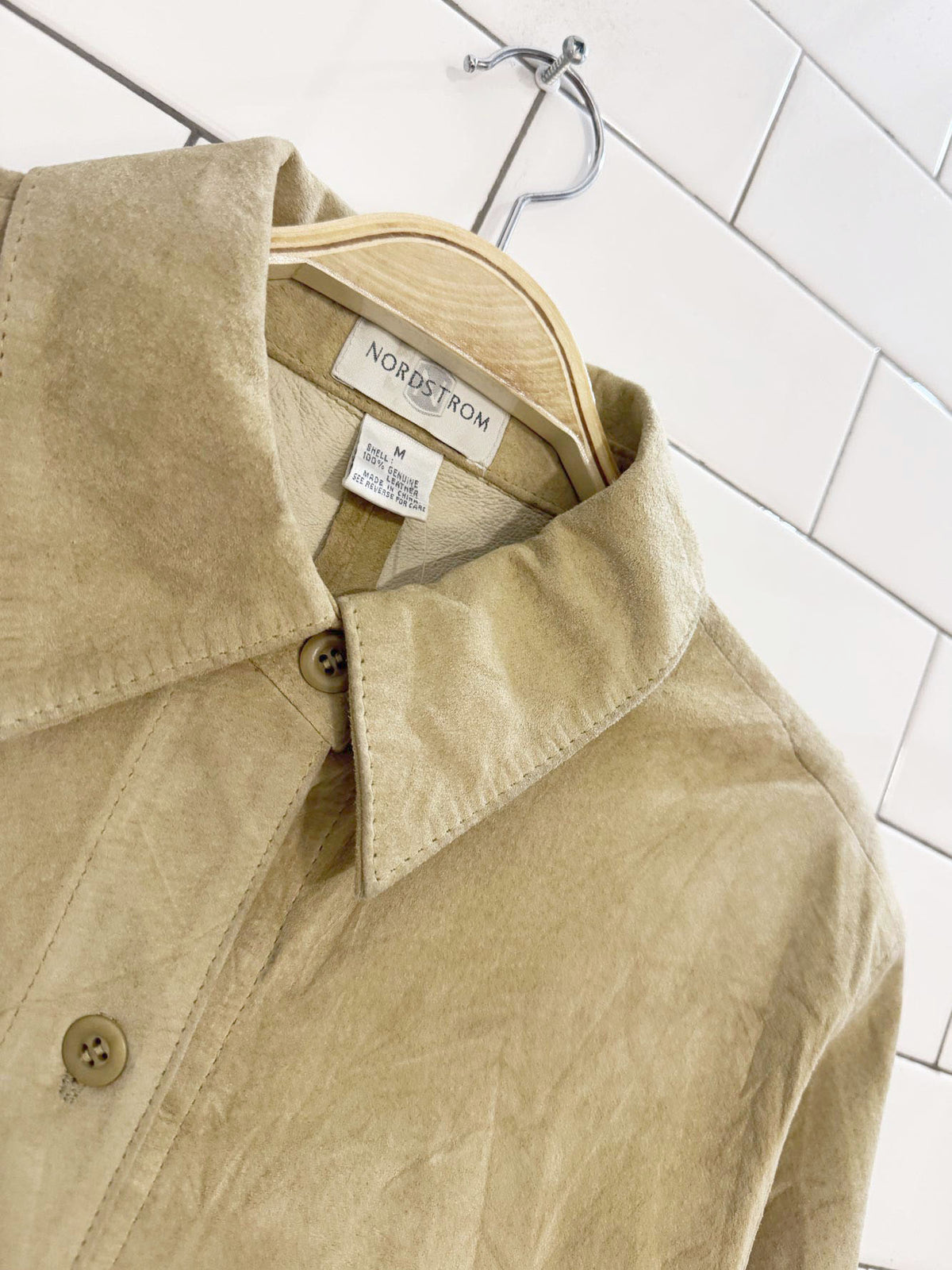 vintage 90s nordstrom soft suede full button shirt jacket