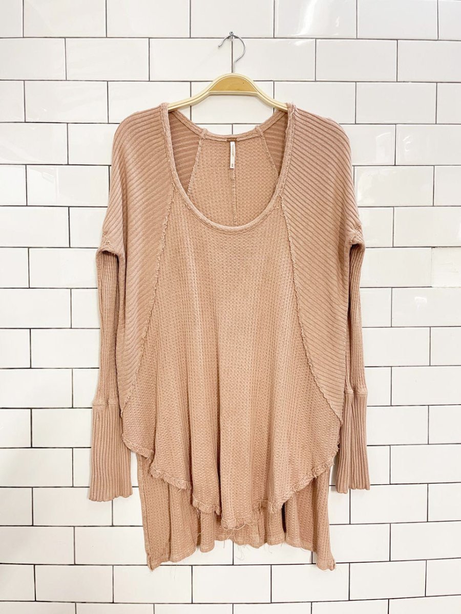 free people ventura oversized waffle long sleeve thermal - good market thrift store