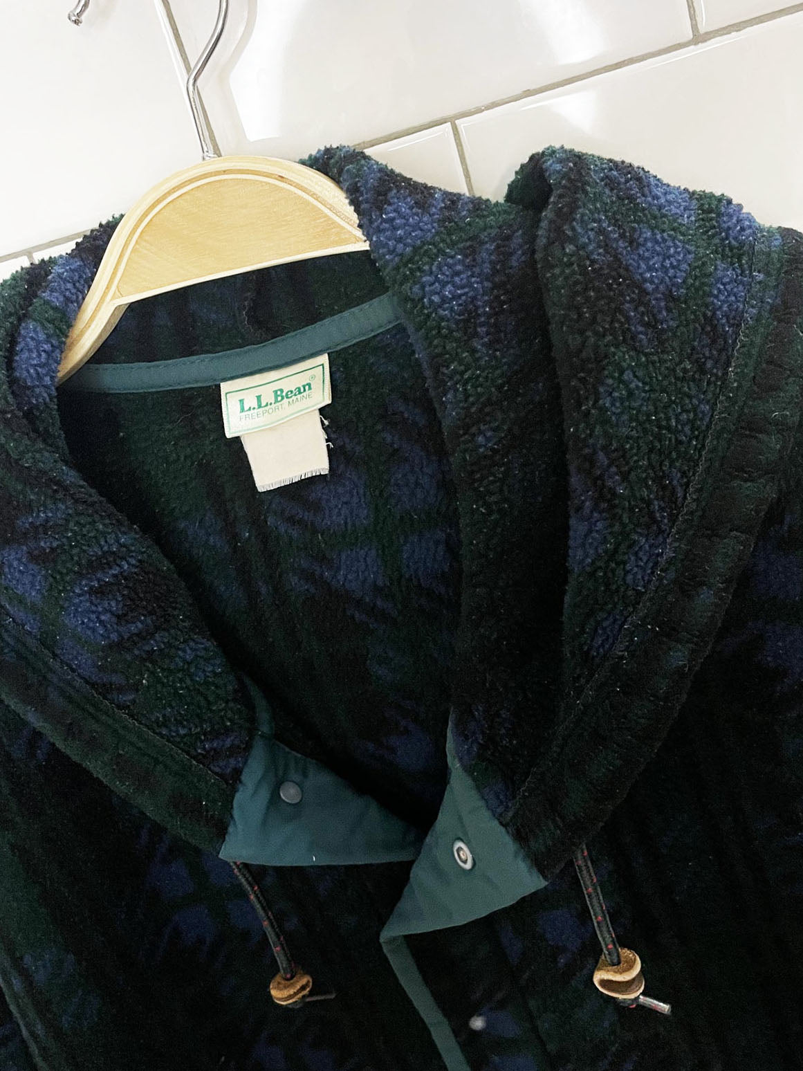 vintage 90s ll bean snap T synchilla fleece hooded pullover | made in USA