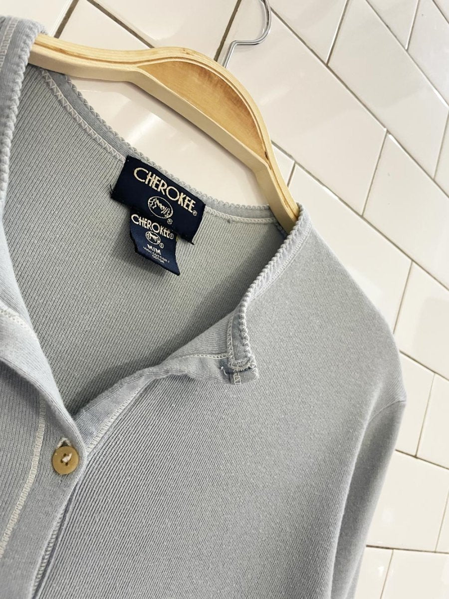 y2k cherokee baby rib long sleeve cardigan top - good market thrift store