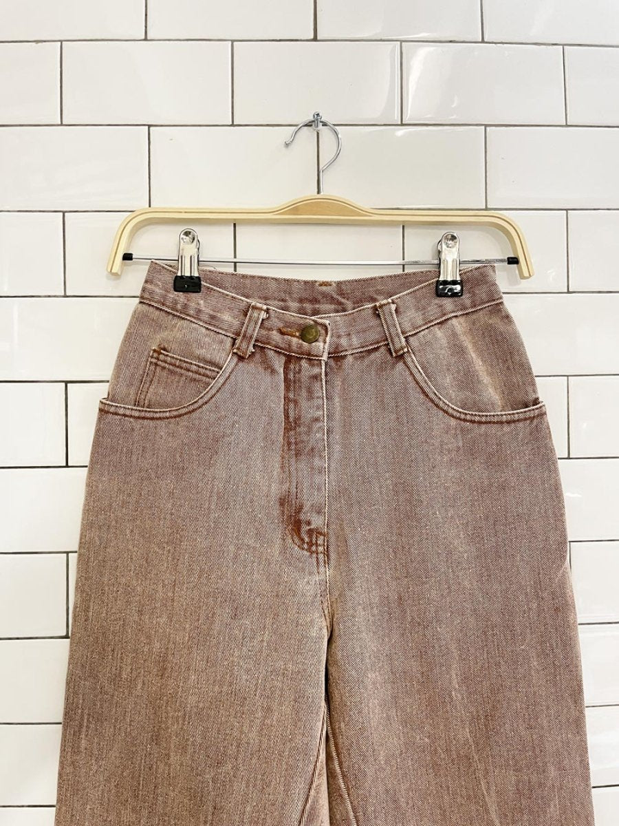 vintage 90s cw brown high rise raw hem tapered jeans - good market thrift store