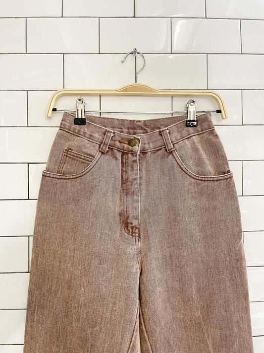 vintage 90s cw brown high rise raw hem tapered jeans - good market thrift store
