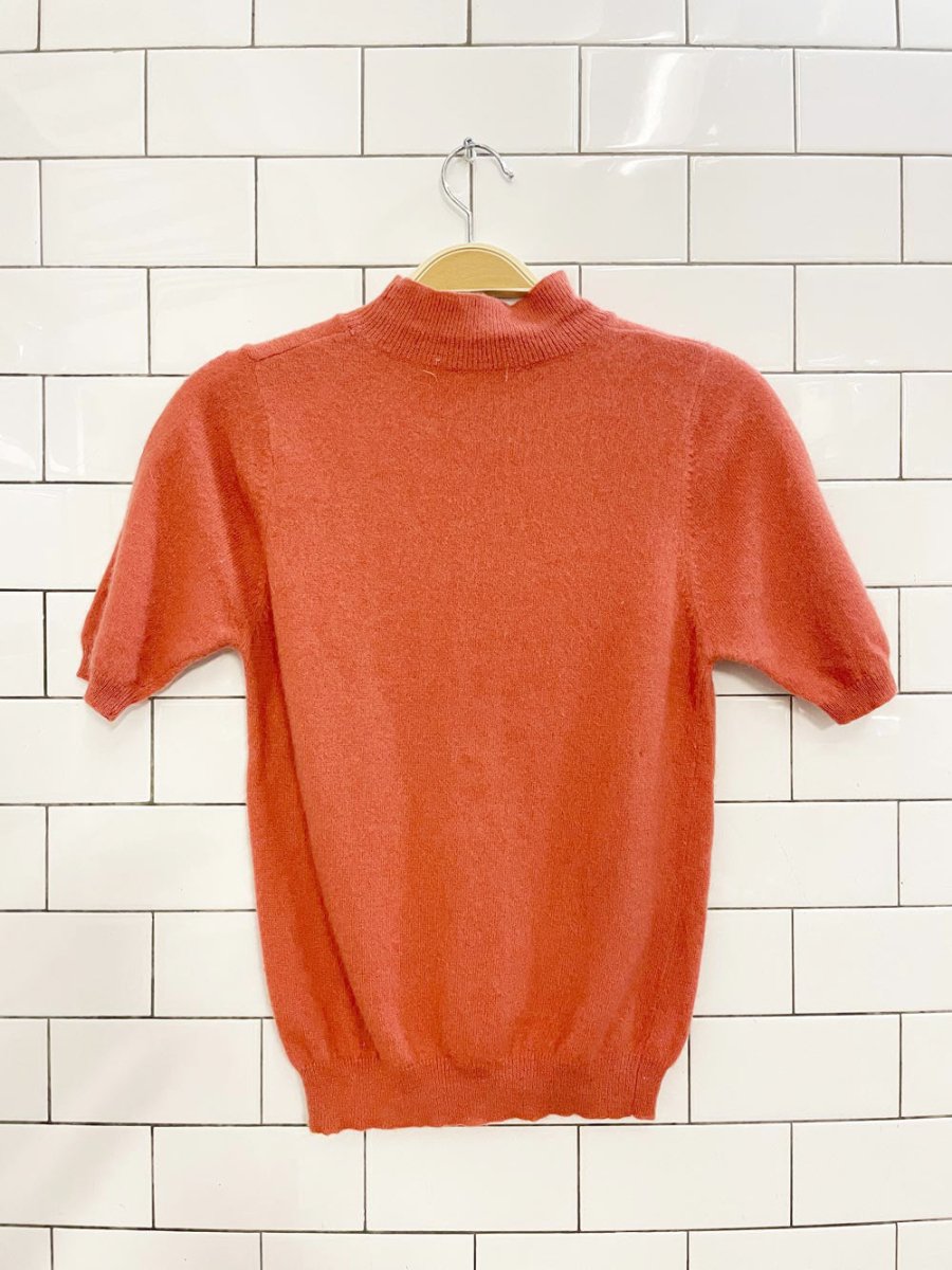 vintage hand - embroidered angora - wool blend short sleeve sweater - good market thrift store