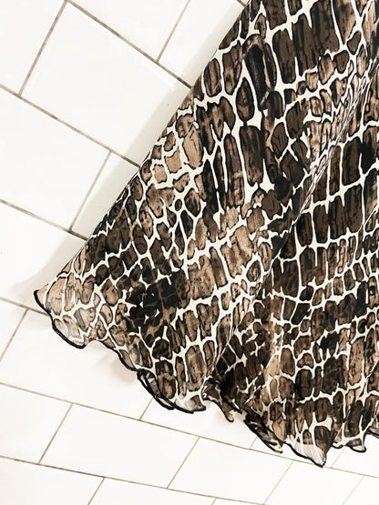 y2k frankie & missy chiffon animal print midi skirt - good market thrift store