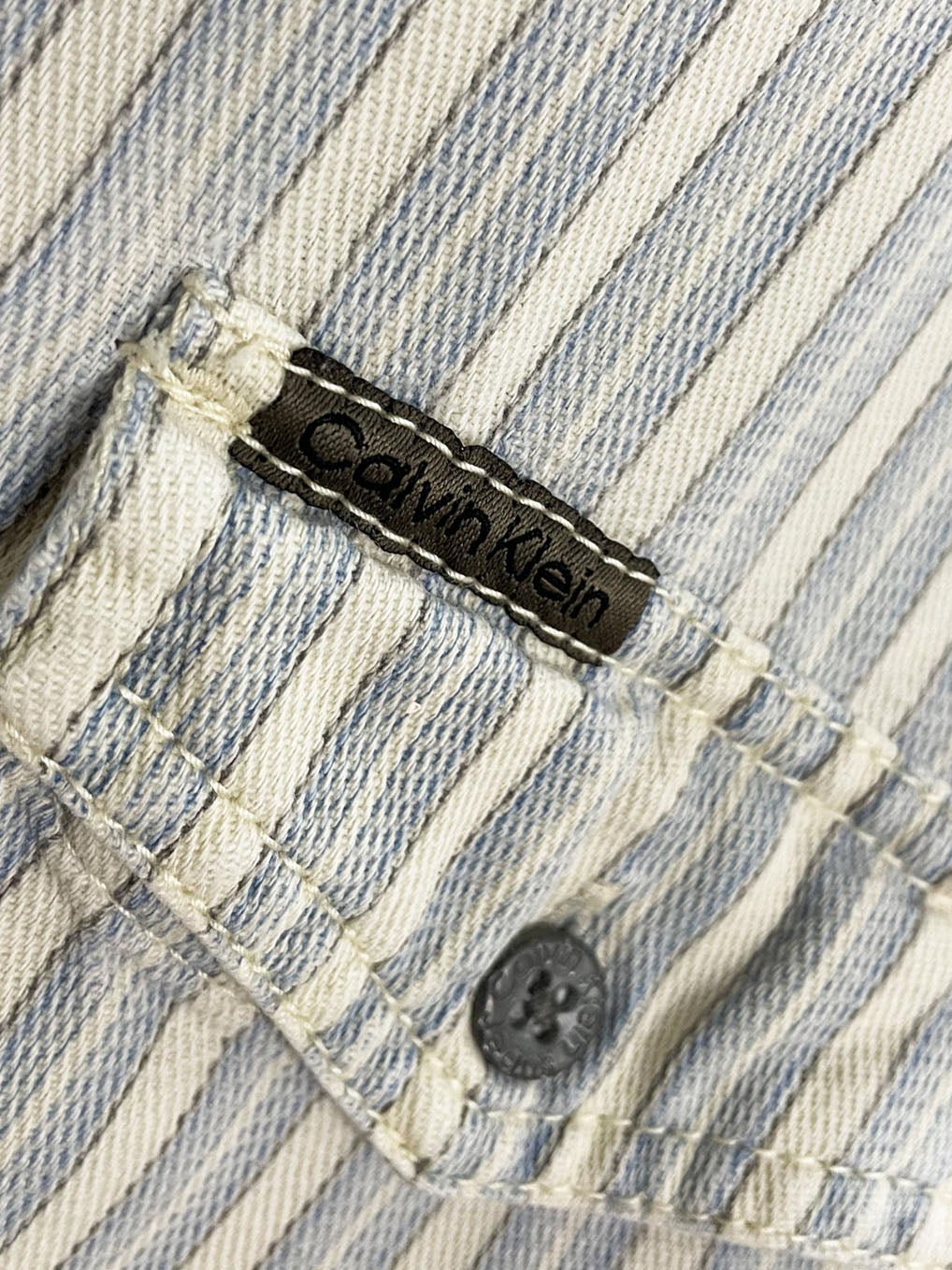 vintage 90s calvin klein blue stripe soft full button shirt