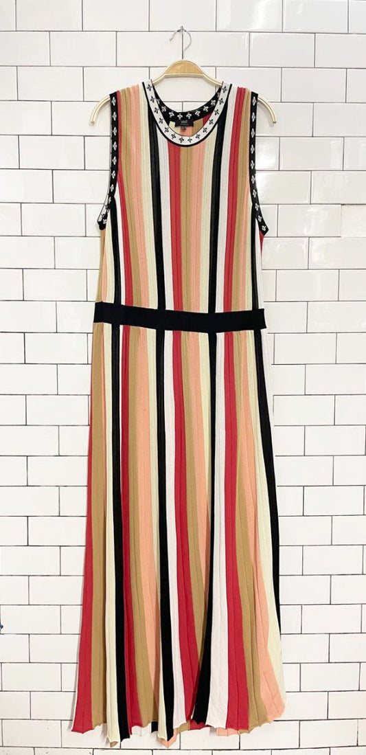 yest netherlands pleated stripe knit sleeveless maxi dress - good market thrift store
